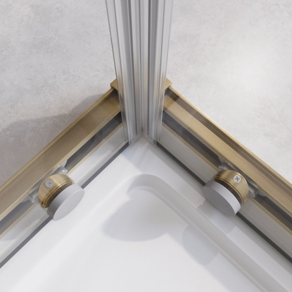 Душевой уголок Cezares Relax 304 100x100x200 стекло прозрачное, профиль брашированное золото (RELAX-304-A-2-100-C-BORO)