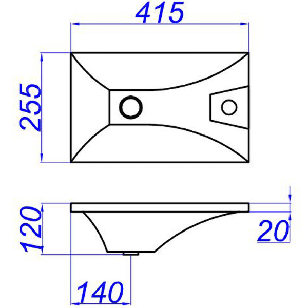 Раковина мебельная Aqwella Malaga 415x120x250 белая (Mal.04.04.D)