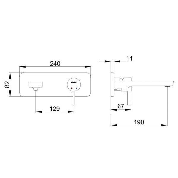 Смеситель для раковины E.C.A. Purity внешняя часть хром (102167602HEX-K)