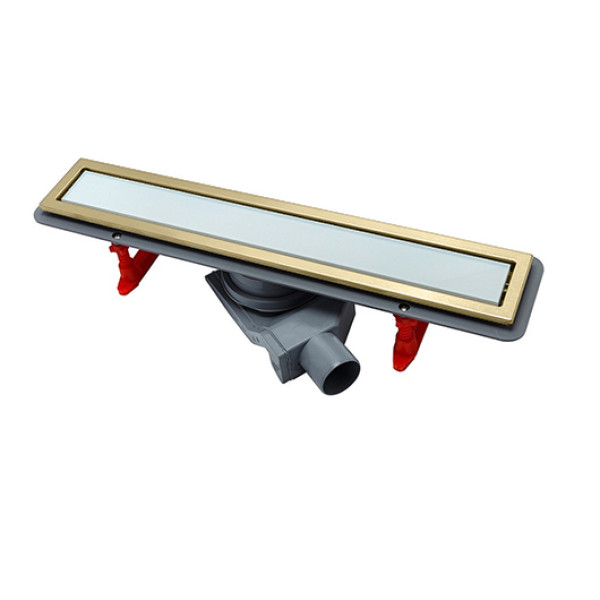 Душевой лоток Pestan Confluo Premium Line 450 White Glass Gold  хром матовый/белое стекло глянец, рамка зол (13100120)