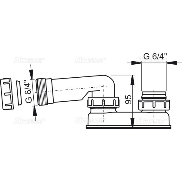 Сифон для ванны AlcaPlast A53-6/4 1 1/2"x40 мм плоский 95 мм, белый (A53-6/4")