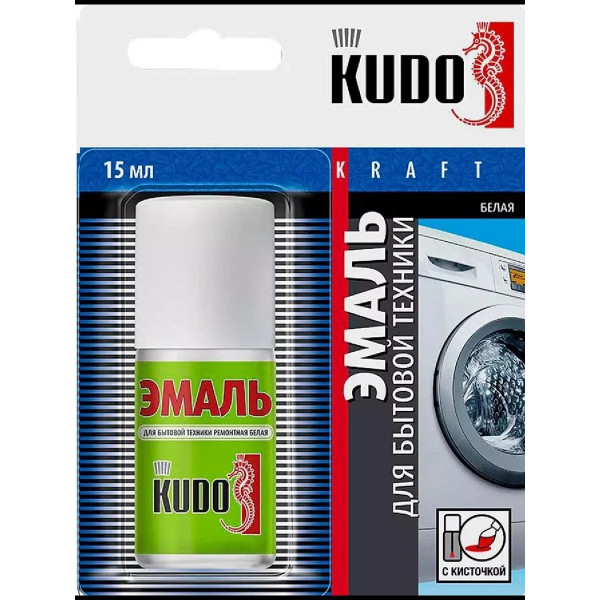 Эмаль для бытовой техники ремонтная с кисточкой KUDO 15 мл. (белая) (KU-7K1311)