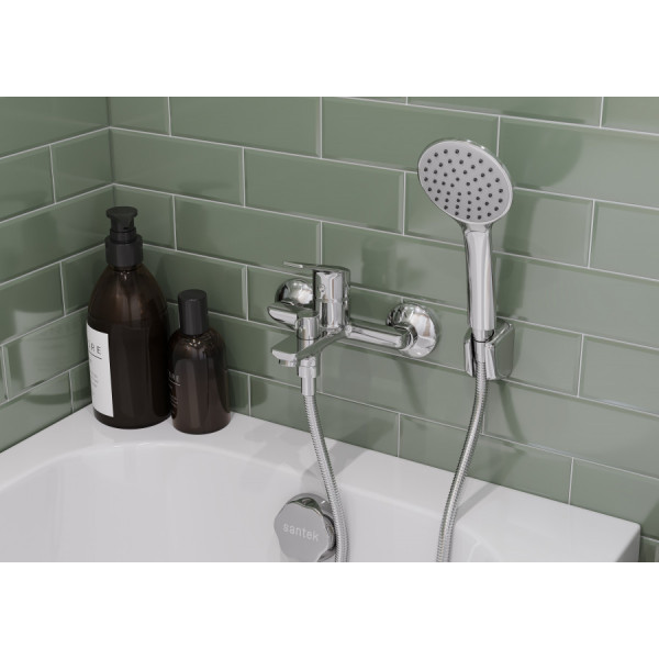 Смеситель для ванны и душа Santek Венга хром с душевым гарнитуром (WH5A1003C001) Смеситель для ванны и душа Santek Венга хром с душевым гарнитуром (WH5A1003C001)