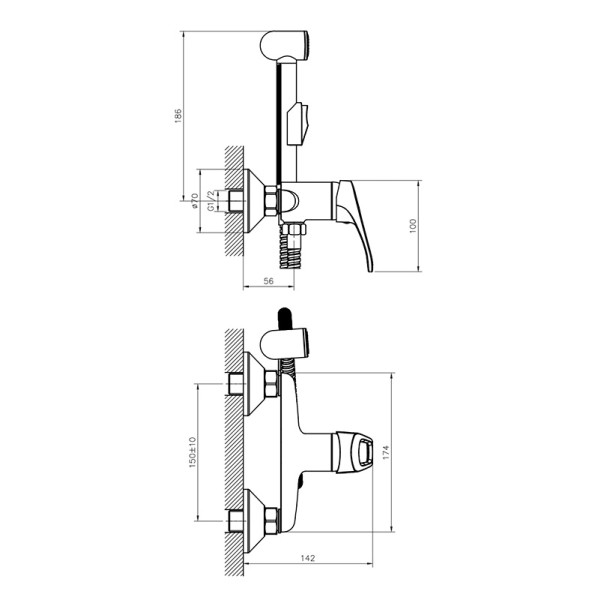 Смеситель с гигиеничсеким душем Decoroom DR21 хром (DR21058) Смеситель с гигиеничсеким душем Decoroom DR21 хром (DR21058)