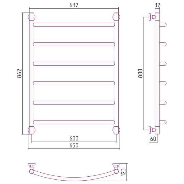 Полотенцесушитель водяной Сунержа Галант+ 800х600 белый (12-0200-8060)