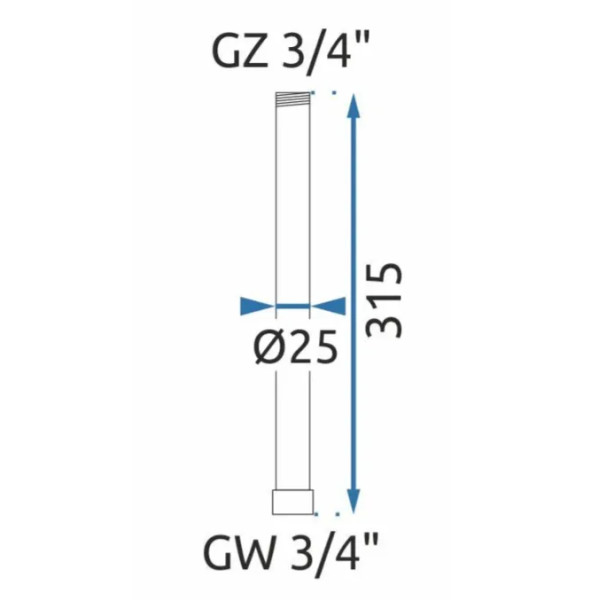 Удлинитель душевой стойки Rea 30 см Nicel (Tom, Soul, Aldi, Bliss, Santos, Roger, Lungo с термостатом, Luis, Vigo) (REA-K7703)