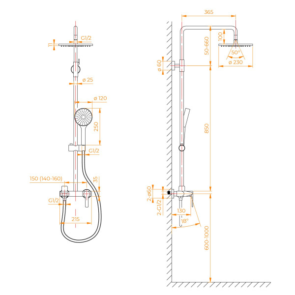 Душевая система RGW Shower Panels черный (51140131-04)