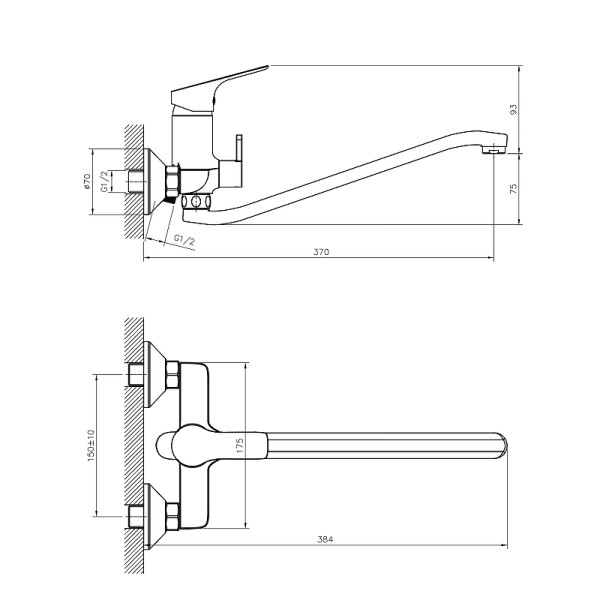 Смеситель для ванны и душа Rossinka RS 29 хром (RS29-34)