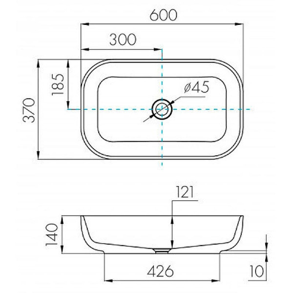 Раковина накладная Aquaton 60x37x14 графит (1A73313KLK210)