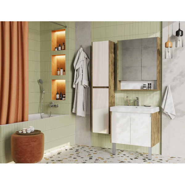 Тумба-умывальник Aquaton Сканди Doors 45 Бел/Дуб Рустикальный/1WH501630 Раковина Адриана 45 (1A2787K0SDZ90)