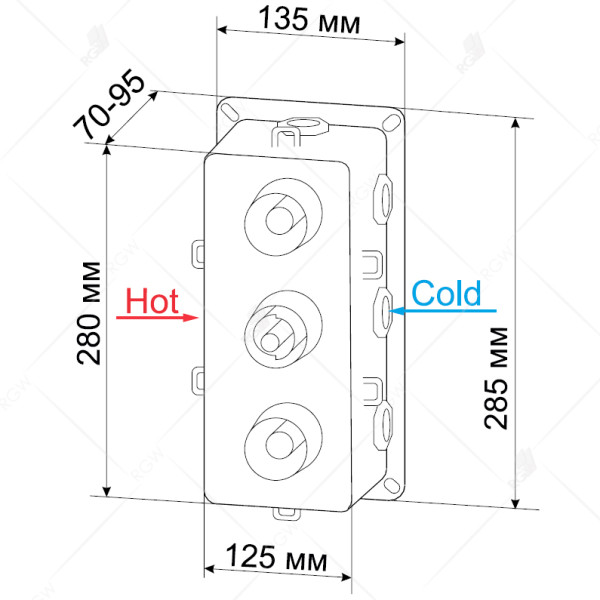 Смеситель для душа RGW Shower Panels встраиваемый хром (21140541-31) Смеситель для душа RGW Shower Panels встраиваемый хром (21140541-31)