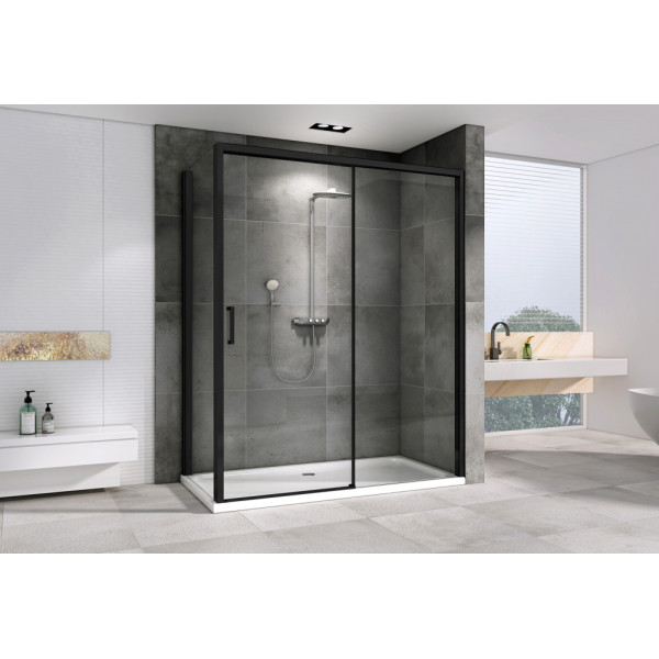 Душевой уголок Abber Komfort 100x100x200 стекло прозрачное, профиль черный (AG93160B-S102B) Душевой уголок Abber Komfort 100x100x200 стекло прозрачное, профиль черный (AG93160B-S102B)