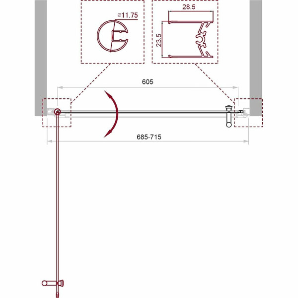 Душевая дверь BelBagno Uno 70x190 стекло Шиншилла, профиль хром (UNO-B-1-70-CH-Cr)