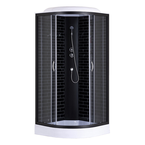 Душевая кабина Loranto 80x80x215 стекло прозрачное, профиль черный, черный кирпичный узор (CS-6680-13GB 80)