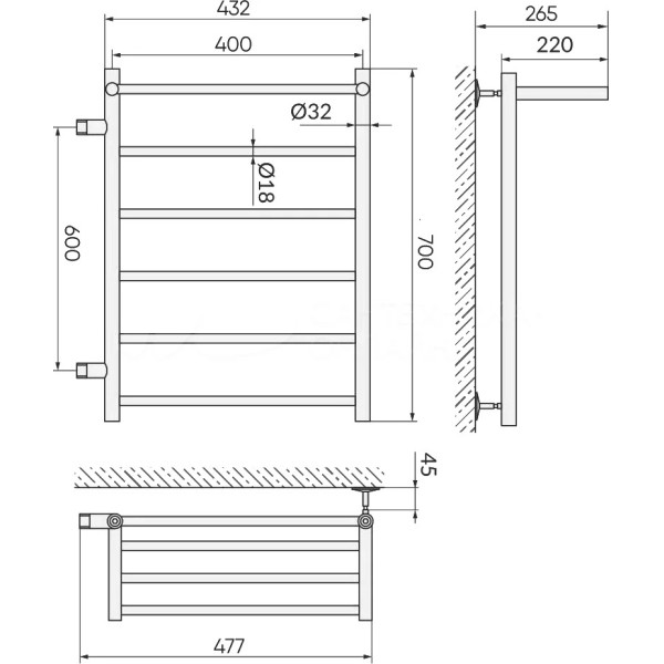 Полотенцесушитель водяной Indigo Line 550x710 хром с полочкой к-2 (LLSHSW70-40L-б/п-60) Полотенцесушитель водяной Indigo Line 550x710 хром с полочкой к-2 (LLSHSW70-40L-б/п-60)