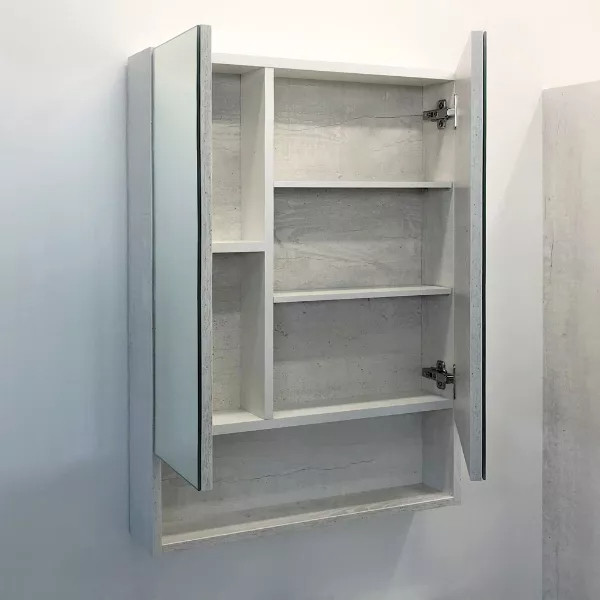 Шкаф зеркальный Comforty Никосия 600x135x800 дуб белый (00004138878)