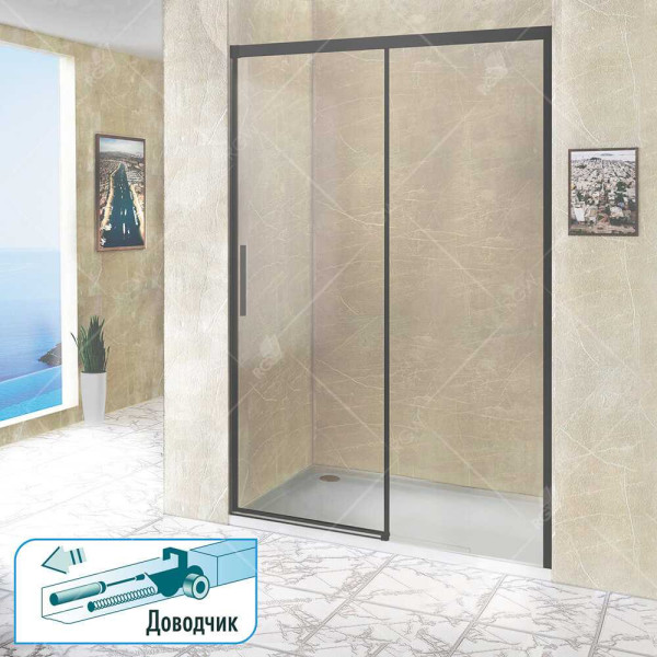 Душевая дверь RGW Leipzig 200x195 стекло прозрачное, профиль черный (34121220-14)