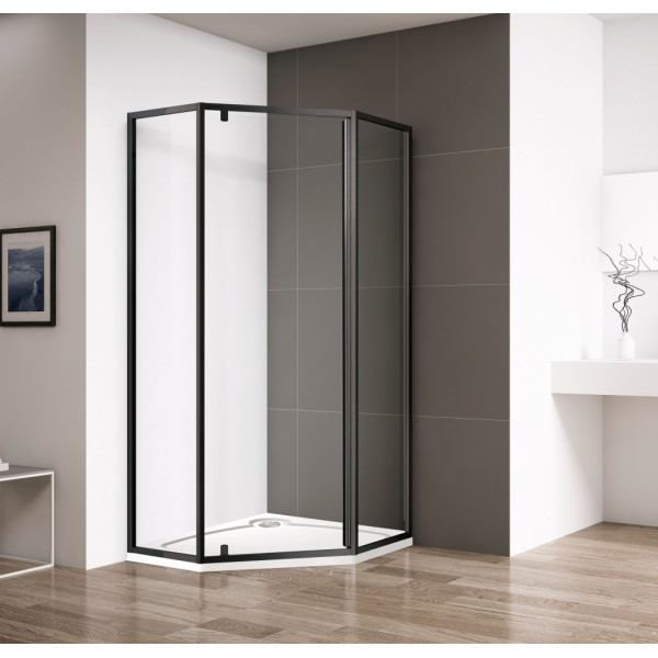 Душевой уголок Cezares ECO 90x90x195 стекло прозрачное, профиль черный (ECO-O-P-1-90-C-NERO)