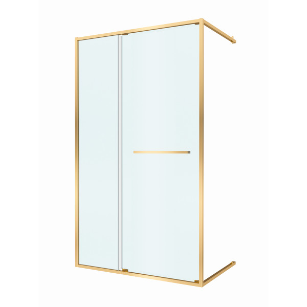 Душевая дверь Cezares Lux 120x195 стекло прозрачное, профиль брашированное золото (LUX-B-FS-11-120-C-BORO)