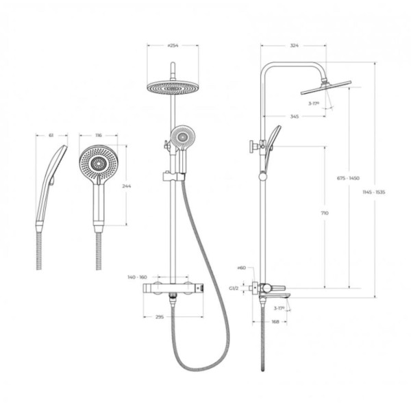 Система душевая Cezares LUX хром глянцевый (LUX-CVD-01) Система душевая Cezares LUX хром глянцевый (LUX-CVD-01)