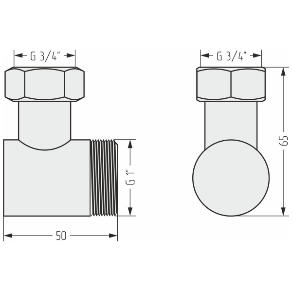 Уголок Сунержа переходной 1"x3/4" НР/НГ матовый белый (30-1505-0134)