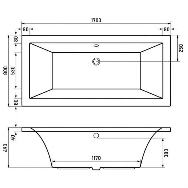 Ванна акриловая Berges Tari 170x80 с каркасом (50030)