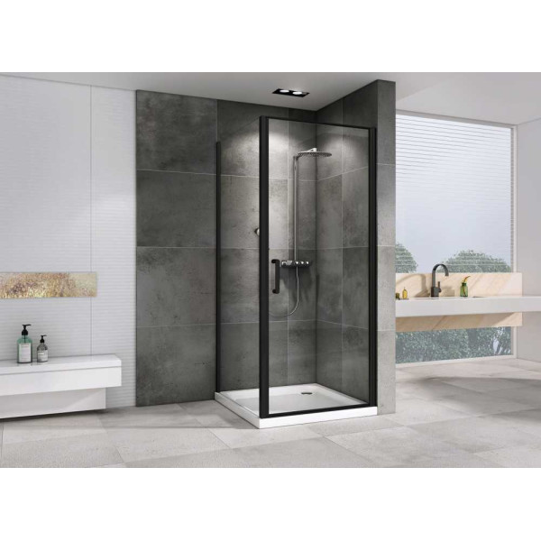 Душевой уголок Abber Sonnenstrand 80x100 стекло прозрачное, профиль черный (AG04100B-S80B)