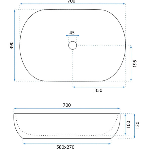 Раковина накладная REA Cleo white 70x39x13 белая (REA-U6215)