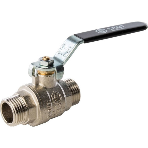 Кран 1/2" НН шаровый Stout (черная ручка, полнопроходной) (SVB-0005-000015) Кран 1/2" НН шаровый Stout (черная ручка, полнопроходной) (SVB-0005-000015)