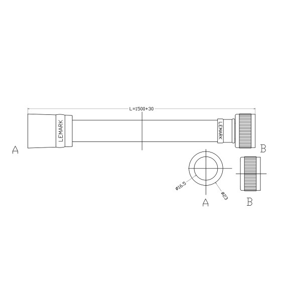 Шланг душевой Lemark ПВХ 150 см TURN-FREE (LE8025P-Black)