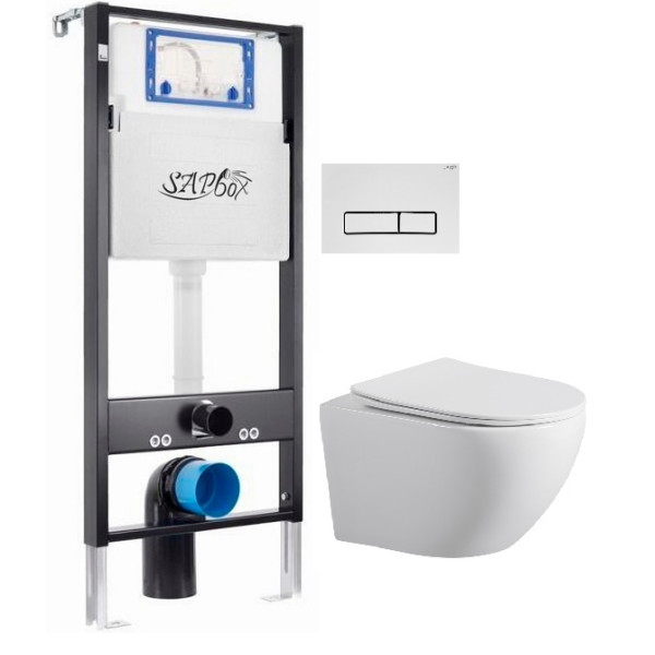 Комплект инсталляция с унитазом Sapbox Sbox Notis с клавишей белая (SET.SBOX7262W.0510)