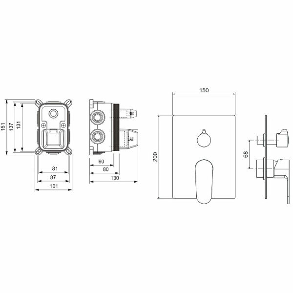 Смеситель для ванны и душа Aquatek Оберон хром (AQ1247CR)