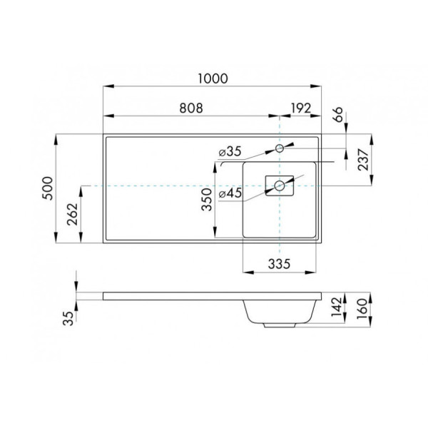 Раковина над стиральной машиной Aquaton Лайн 50x100x16 R графит (1.A720.7.3KL.F21.R)