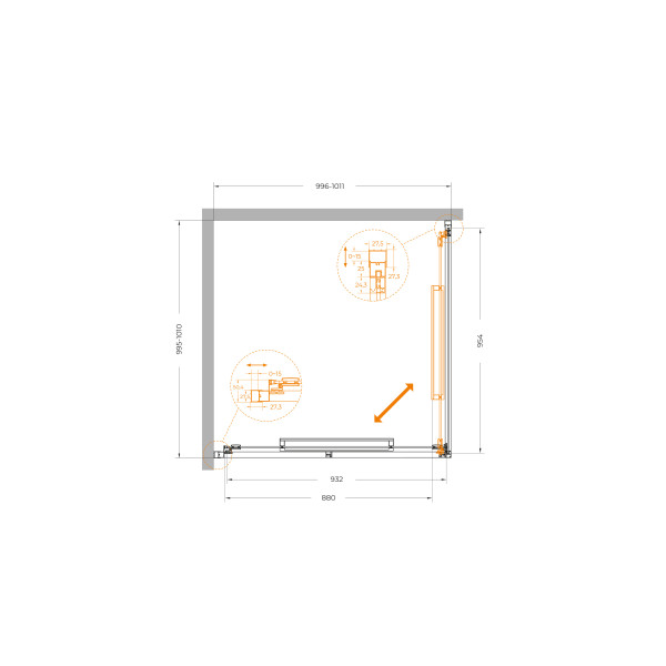 Душевой уголок Cezares Lux 100x100x195 стекло прозрачное, профиль оружейная сталь (LUX-A-FS-1-100-C-GM)