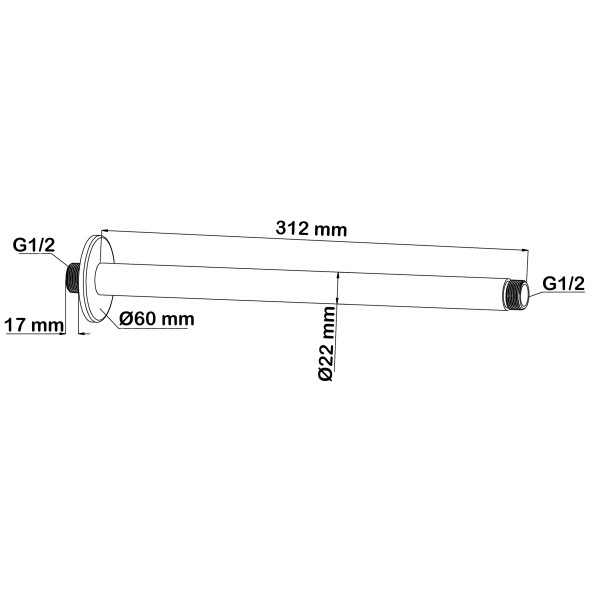 Держатель для верхнего душа встраиваемый Swedbe Platta черный (5511B)
