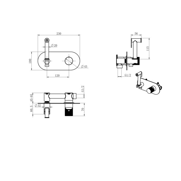 Смеситель с гигиеническим душем Boheme Stick W (белый глянец) (127-WG)
