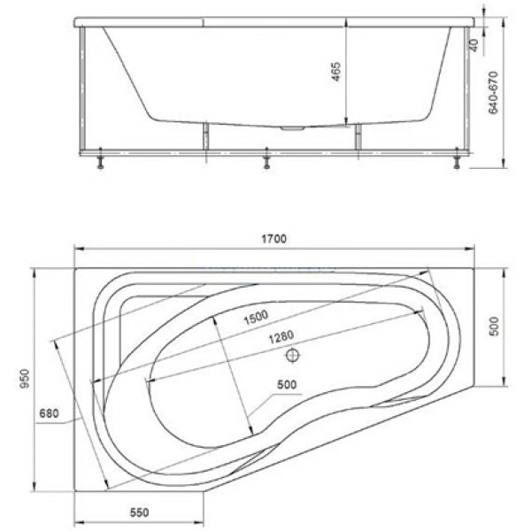 Ванна гидромассажная Акватек Медея 170х95 НМ (пневматика) левая Ванна гидромассажная Акватек Медея 170х95 НМ (пневматика) левая
