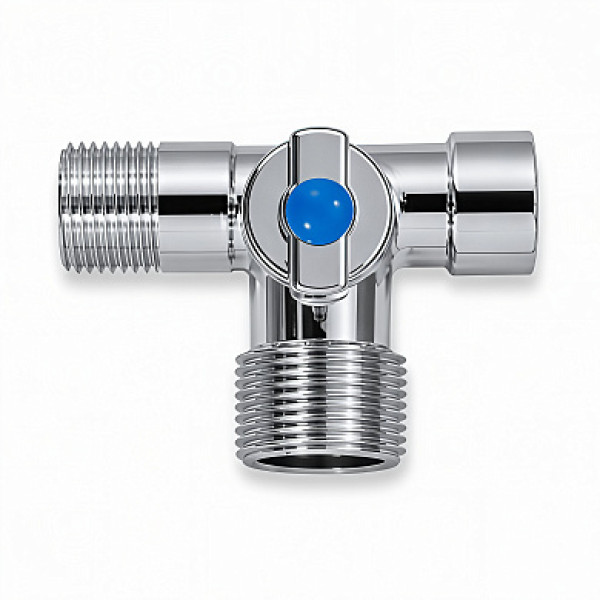 Кран шаровый STI 1/2"НРх3/4"НРх1/2"ВР проходной (хром) ТТ000020305