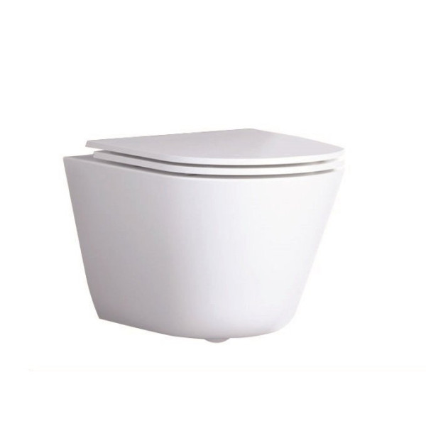 Унитаз подвесной Cezares Liner безободковый с системой смыва "Торнадо", с сиденьем soft close, 53 см (CZR-3808-53-TH-TOR/SC)