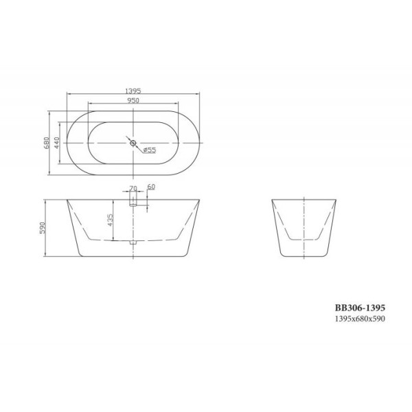 Ванна акриловая BelBagno 139,5x68 белая (BB306-139,5)