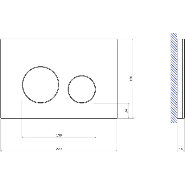 Клавиша смывная Сersanit Twins для LINK PRO/VECTOR/LINK/HI-TEC стекло черный (64117)