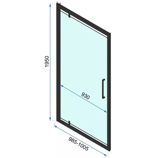 Душевая дверь Rea Rapid 100x195 стекло прозрачное, профиль чёрный (REA-K6410)