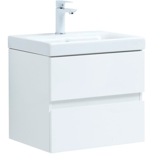 Тумба подвесная Aquanet Беркли 50 белый глянец (2 ящика) (302347)