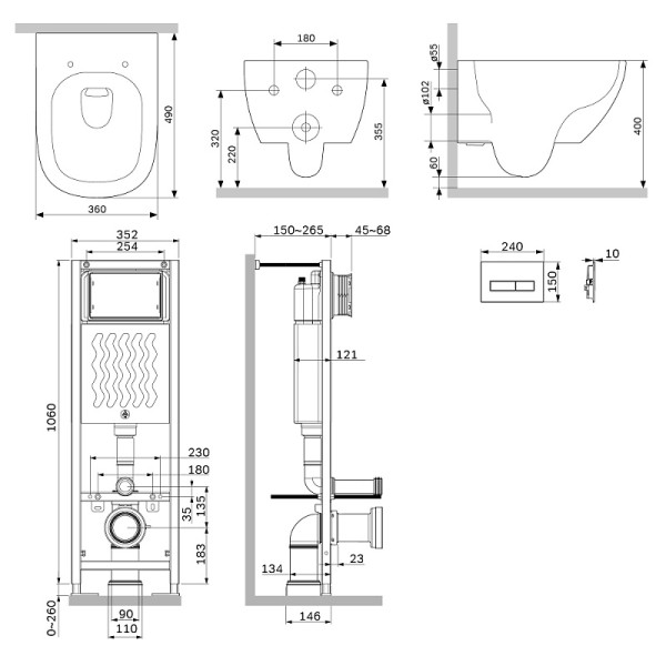 Комплект инсталляция с унитазом AM.PM ErgoFit с клав M черн мат с подв унит Above Aquaspin (IS110338.9X1900)