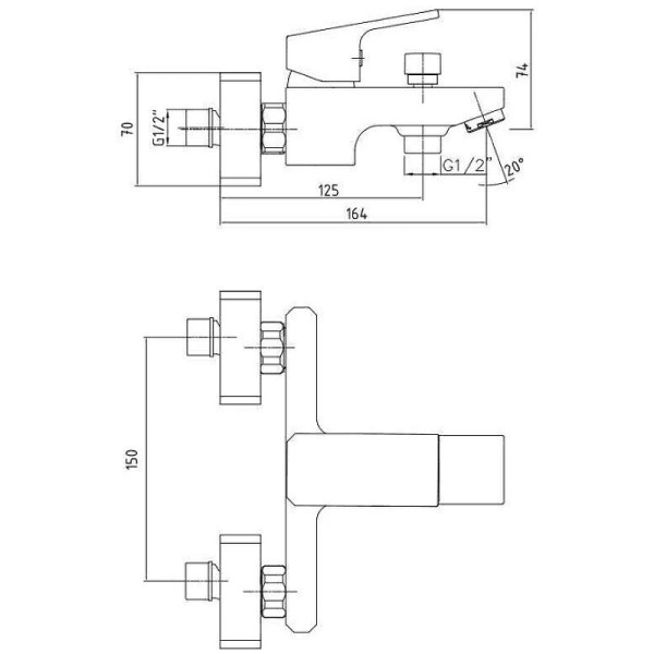 Смеситель для ванны и душа E.C.A. Tiera белый (104802469EX)