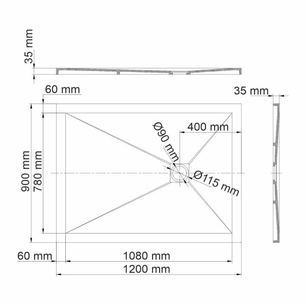 Душевой поддон Wasser Kraft Aller 120x90 (10T07)