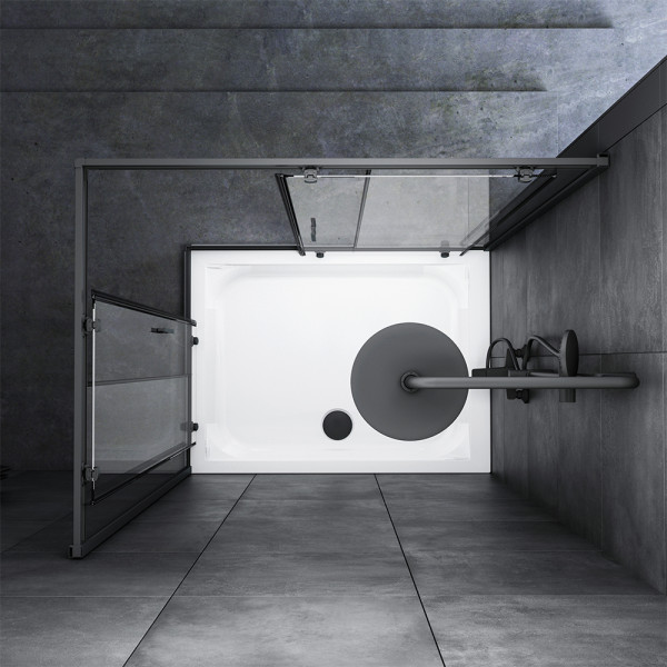 Душевой уголок AM.PM Gem 90x120x190 стекло прозрачное, профиль черный матовый (W90G-404-120290-BT) Душевой уголок AM.PM Gem 90x120x190 стекло прозрачное, профиль черный матовый (W90G-404-120290-BT)