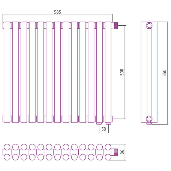 Дизайн-радиатор Сунержа Эстет-11 EU50 500*585 13 секций золотой (03-0312-5013)