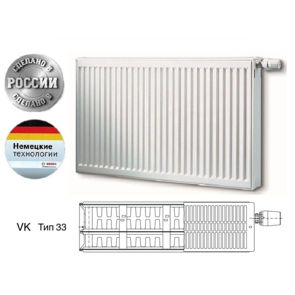 Радиатор стальной Buderus 400*400 тип 33 Logatrend VK-Profil нижнее подключение (7724117404)