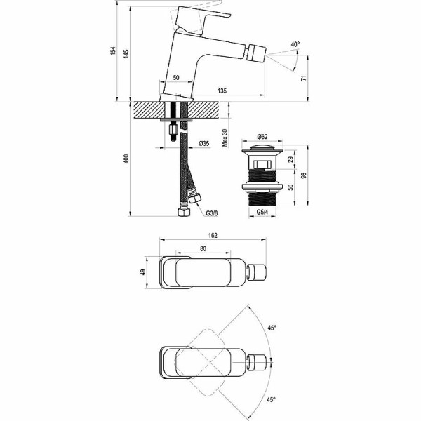 Смеситель для биде Ravak TD F 055.20 черный (X070155) Смеситель для биде Ravak TD F 055.20 черный (X070155)